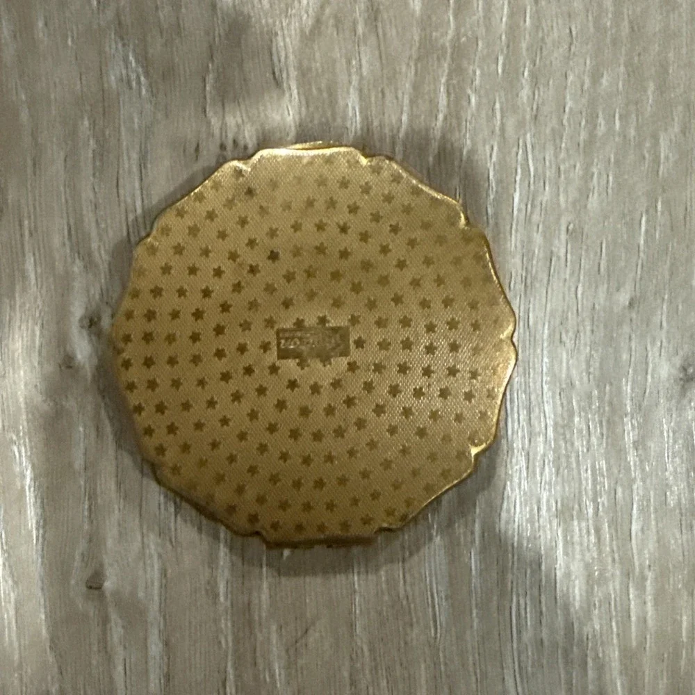 Vintage Compact Set Powder Compact Comb Stratton Enamel Floral‎ Brass England